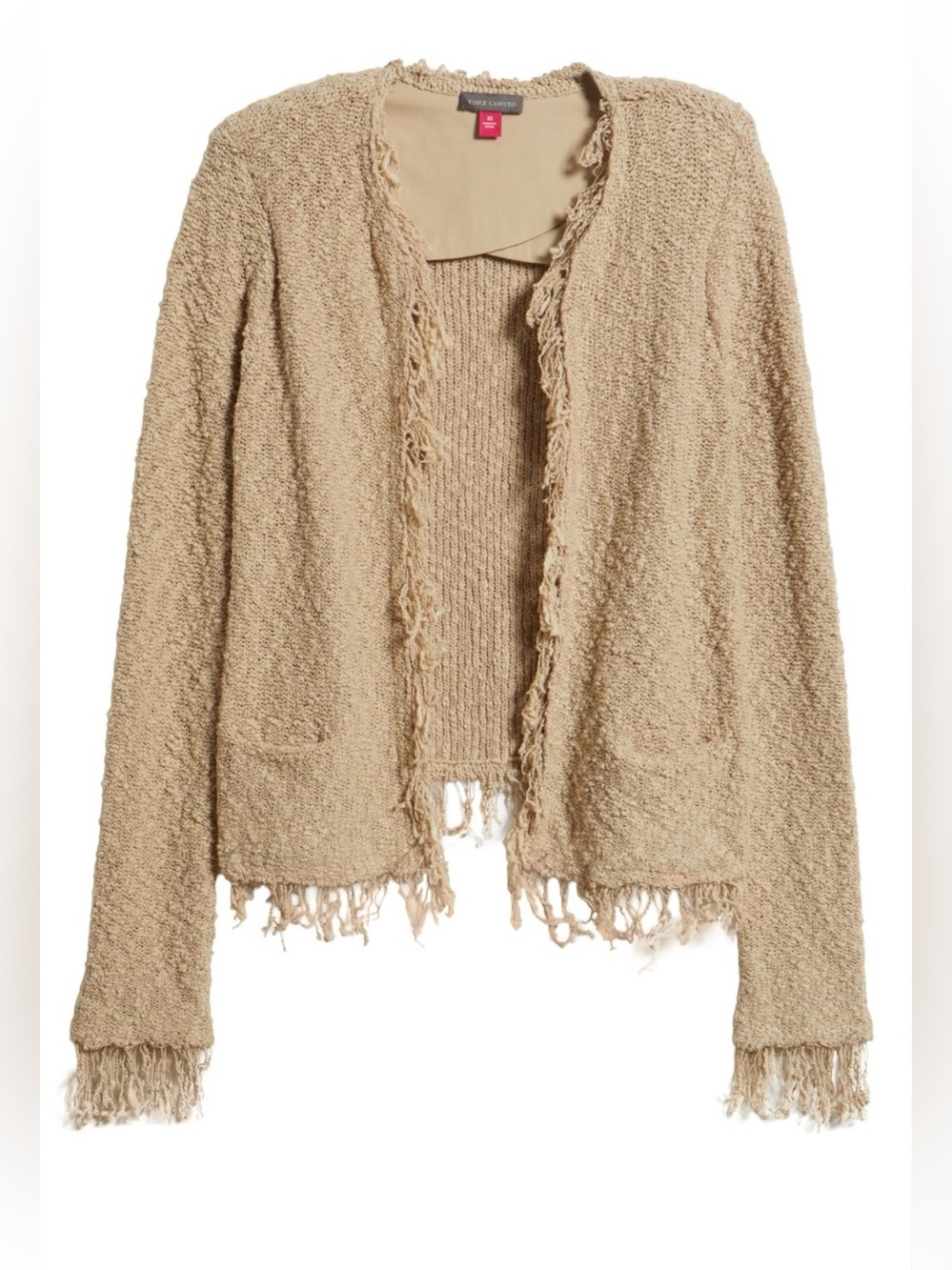 Vince Camuto cropped beige jacket featuring textured knit material